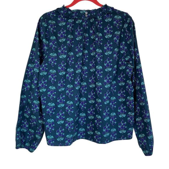 J. Crew Long-sleeve Ruffleneck Poplin Blouse Floral Print Cottagecore Modest Lg - Picture 4 of 16